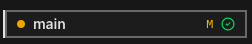 A workspace row labelled main with a pulsing dot indicator showing the agent is currently working.
